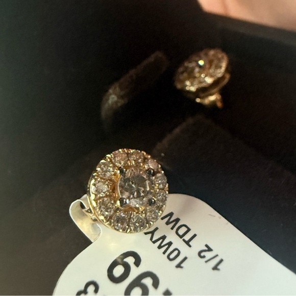 Le Vain Gold and Silver Earrings with Sparkling Faceted Stones - Picture 4 of 6